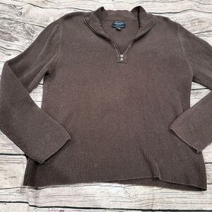 American Eagle Vintage Slim Fit Ribbed Men's Brown Quarter-Zip Sweater Size XL